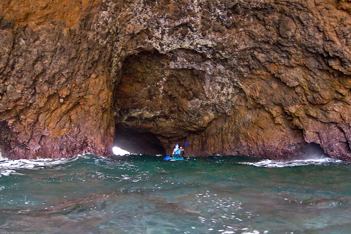 kayaker in cavern